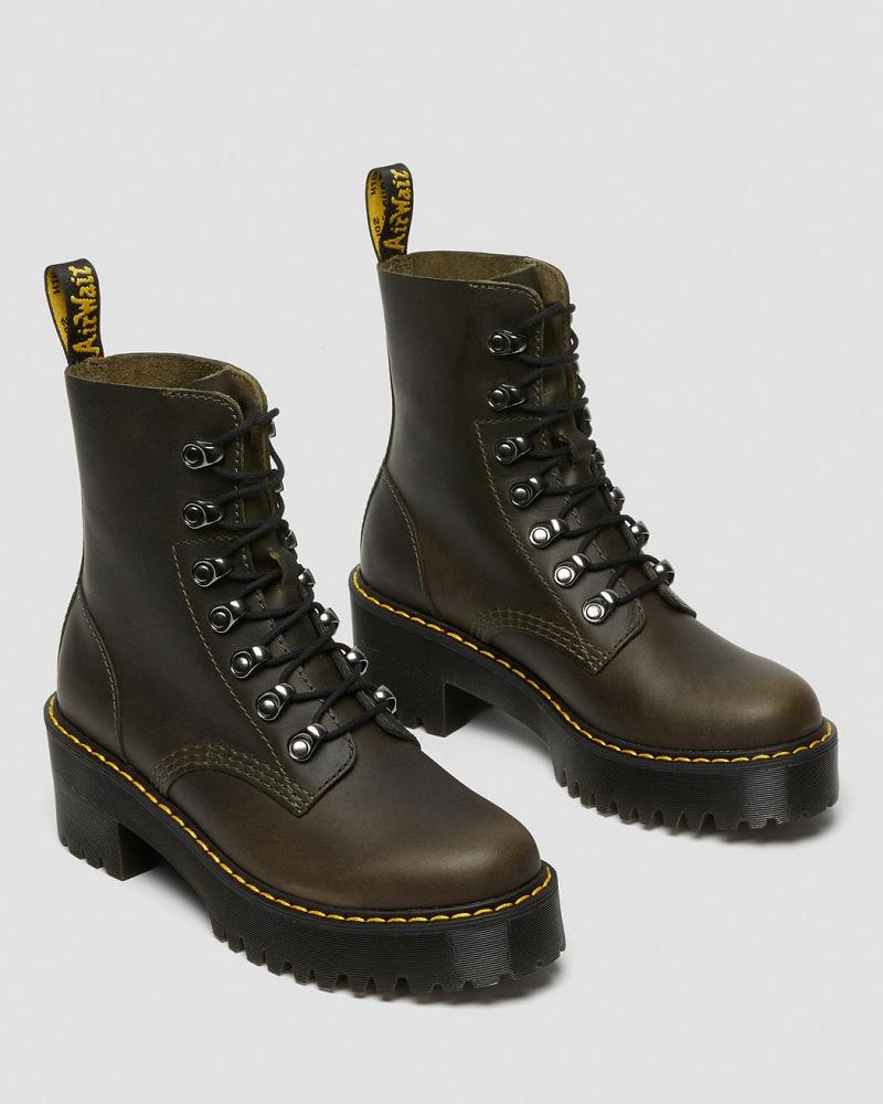 Dr Martens Leona Læder Ankelstøvler Dame Brune | DK 61RVD